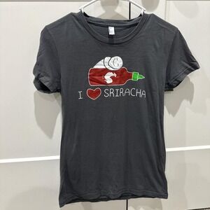 American Apparel I Heart Sriracha Graphic Tee Charcoal Grey Women Large USA Made
